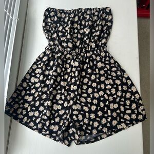 Floral Black and White Romper